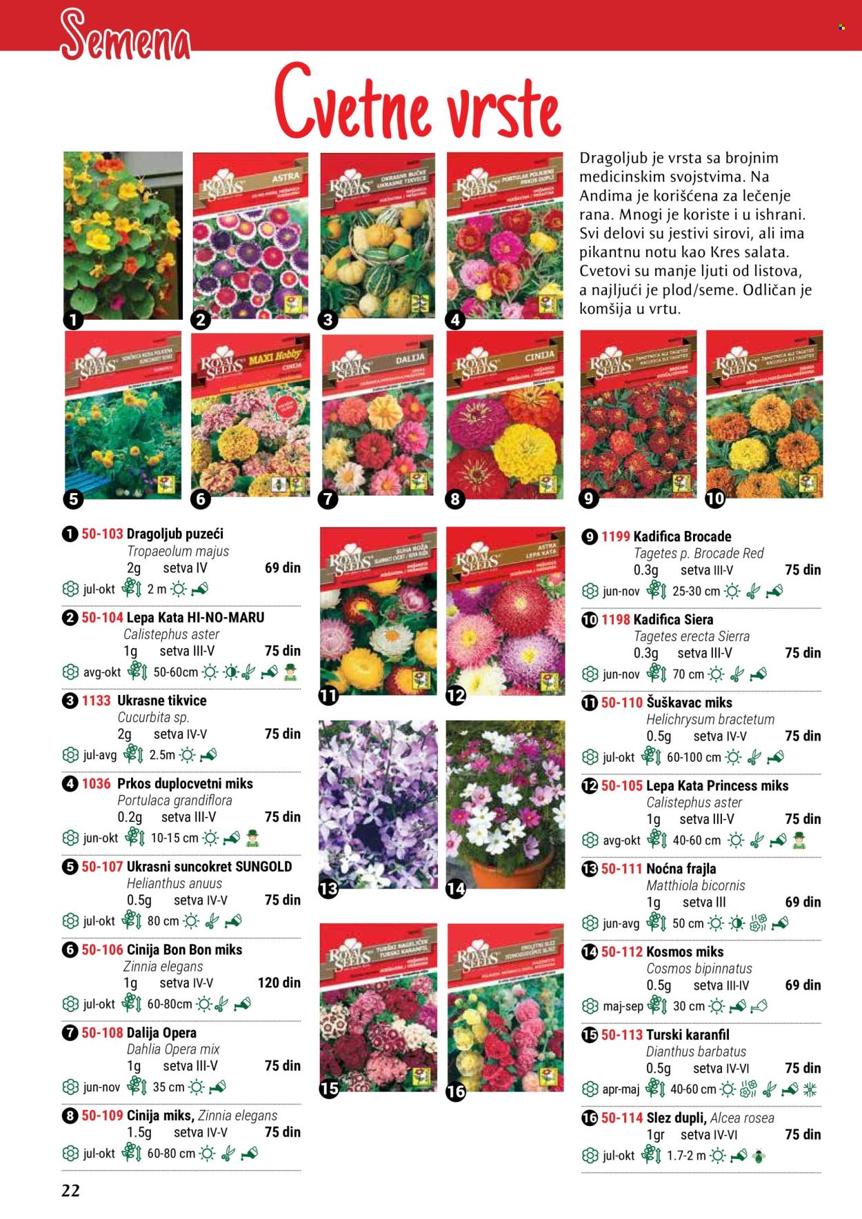 thumbnail - Flora Ekspres katalog - Proizvodi na akciji - karanfil, suncokret, Dahlia. Stranica 22.