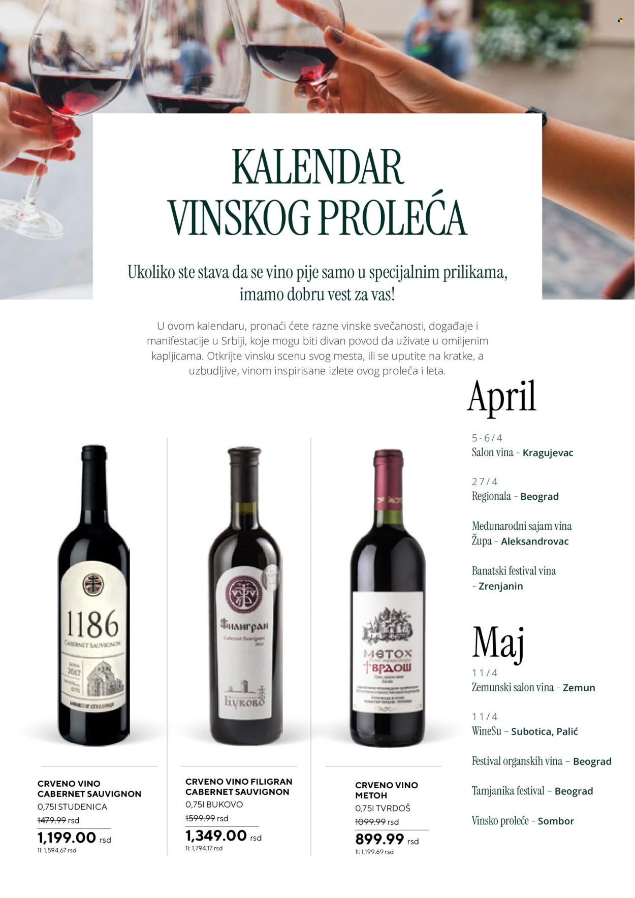 thumbnail - Roda katalog - 06.04.2024 - 06.05.2024 - Proizvodi na akciji - alkohol, Cabernet Sauvignon, crveno vino, vino, Tamjanika, Tvrdoš, kalendar. Stranica 34.