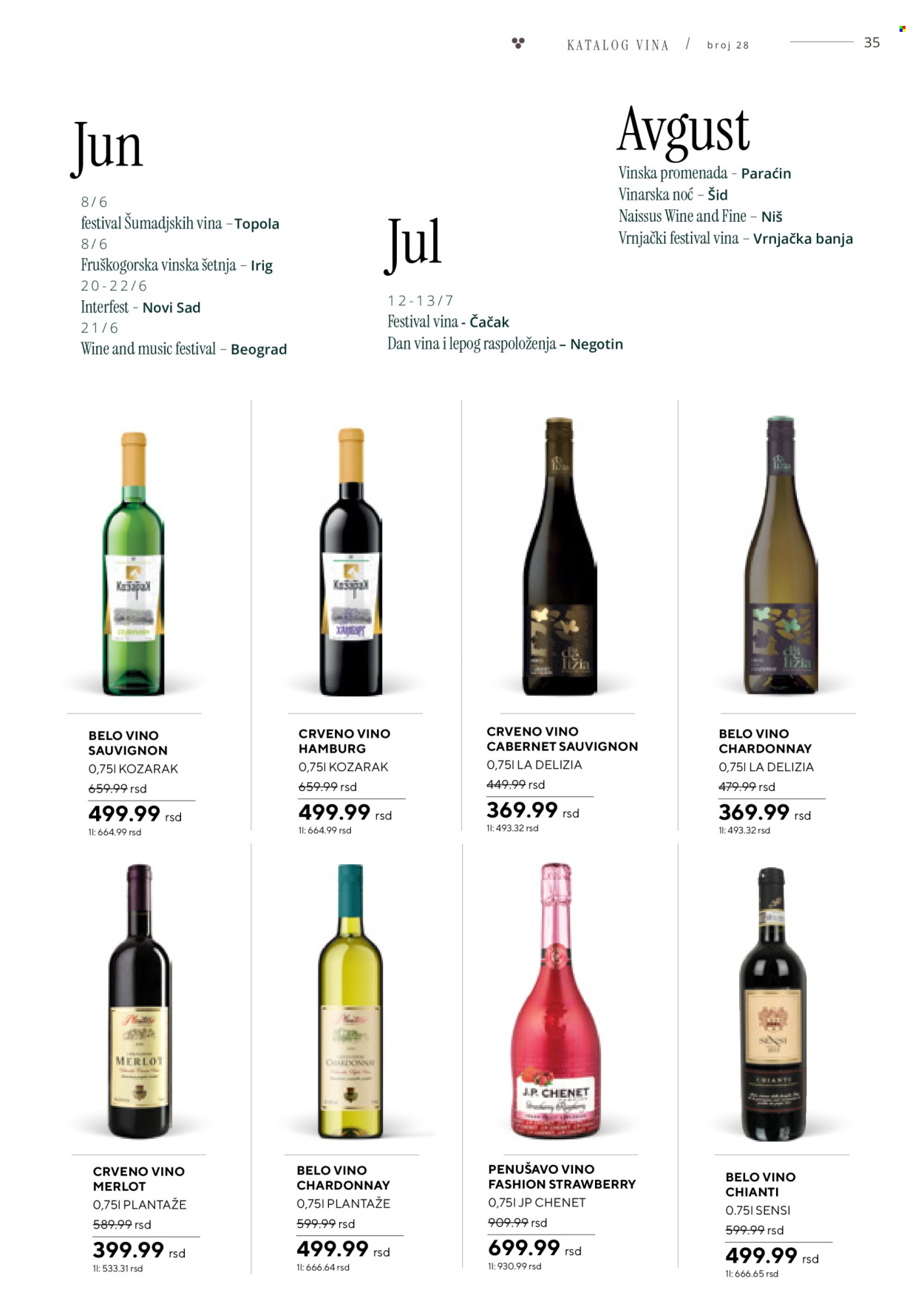 thumbnail - Idea katalog - 06.04.2024 - 06.05.2024 - Proizvodi na akciji - alkohol, Cabernet Sauvignon, crveno vino, Chardonnay, J.P. Chenet, Merlot, vino penušavo, belo vino, vino, Chianti, Topola. Stranica 35.