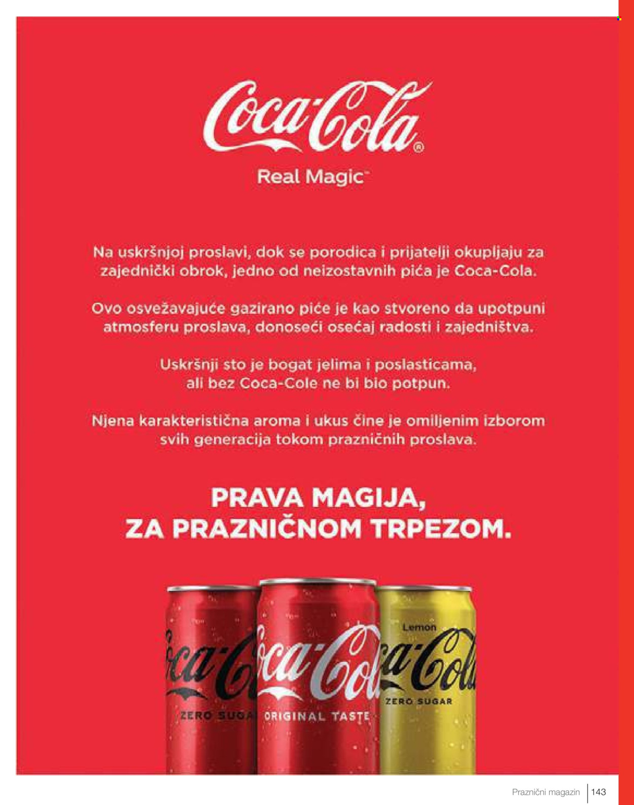 thumbnail - Idea katalog - 08.04.2024 - 05.05.2024 - Proizvodi na akciji - Coca Cola, Coca Cola zero, napitak, limunada, gazirani napitak. Stranica 143.