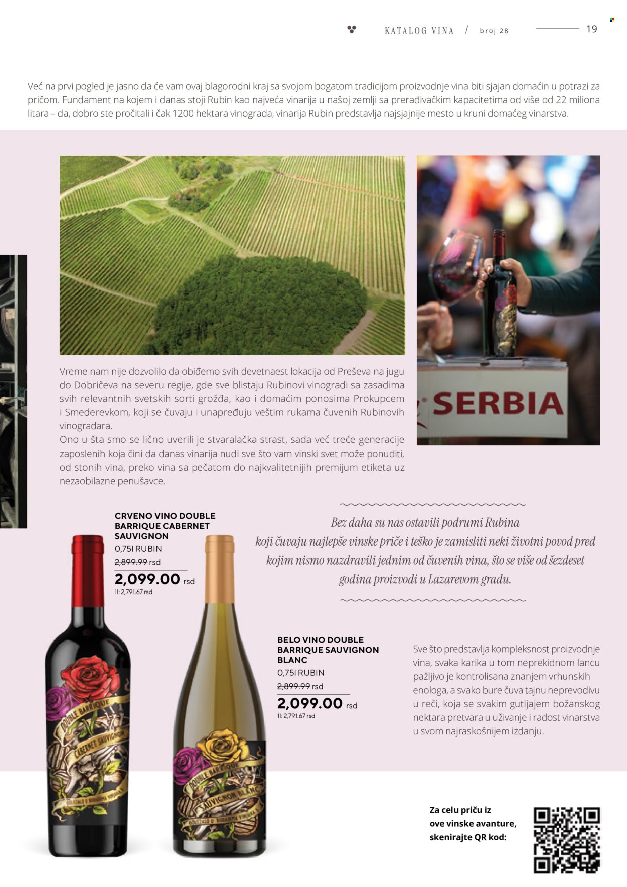thumbnail - Mercator Centar katalog - 06.04.2024 - 06.05.2024 - Proizvodi na akciji - alkohol, Cabernet Sauvignon, crveno vino, Rubin, Sauvignon Blanc, belo vino, vino, Dobro, bure. Stranica 19.