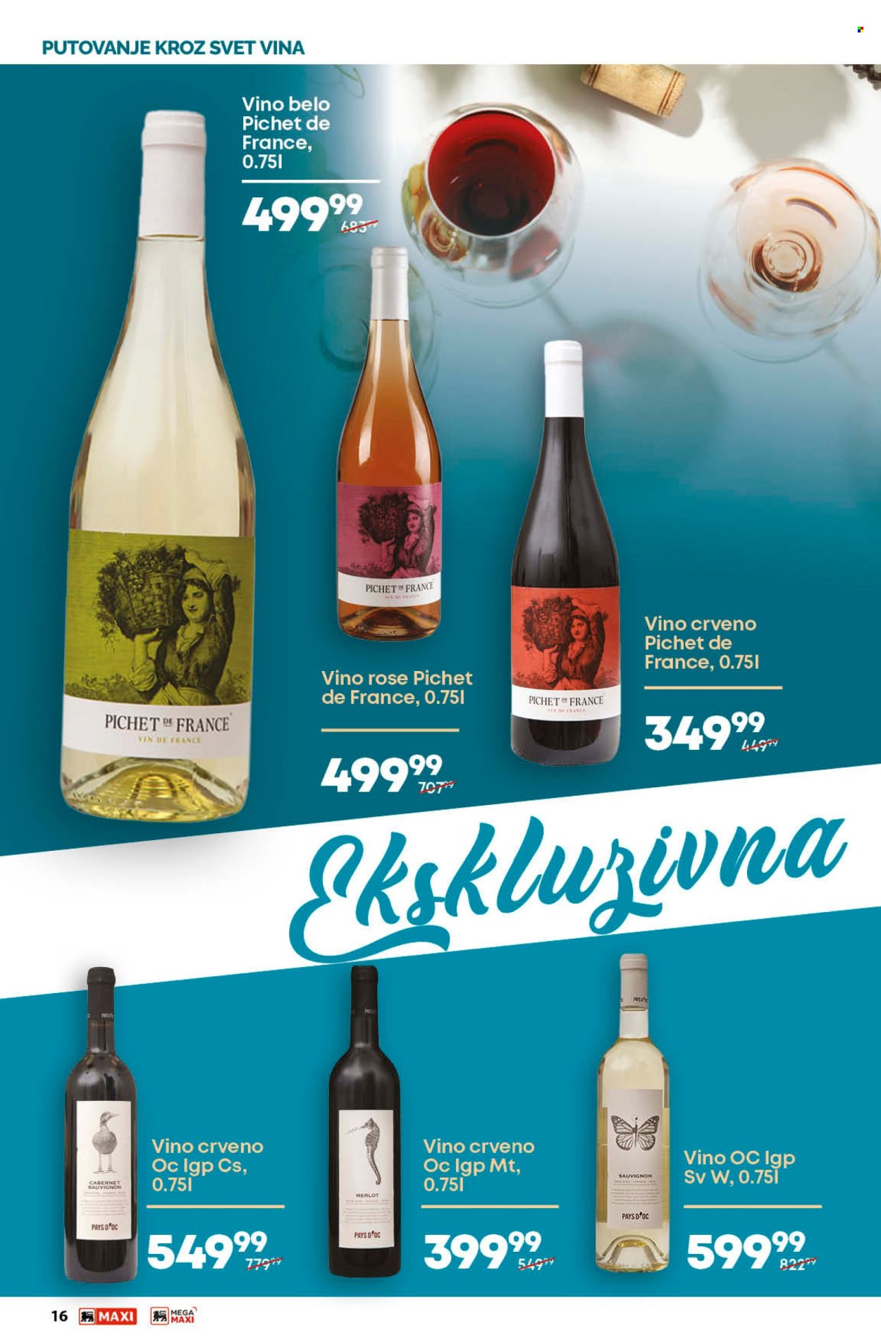 thumbnail - Maxi katalog - 11.04.2024 - 08.05.2024 - Proizvodi na akciji - alkohol, Cabernet Sauvignon, crveno vino, Merlot, roze vino, belo vino, vino. Stranica 16.