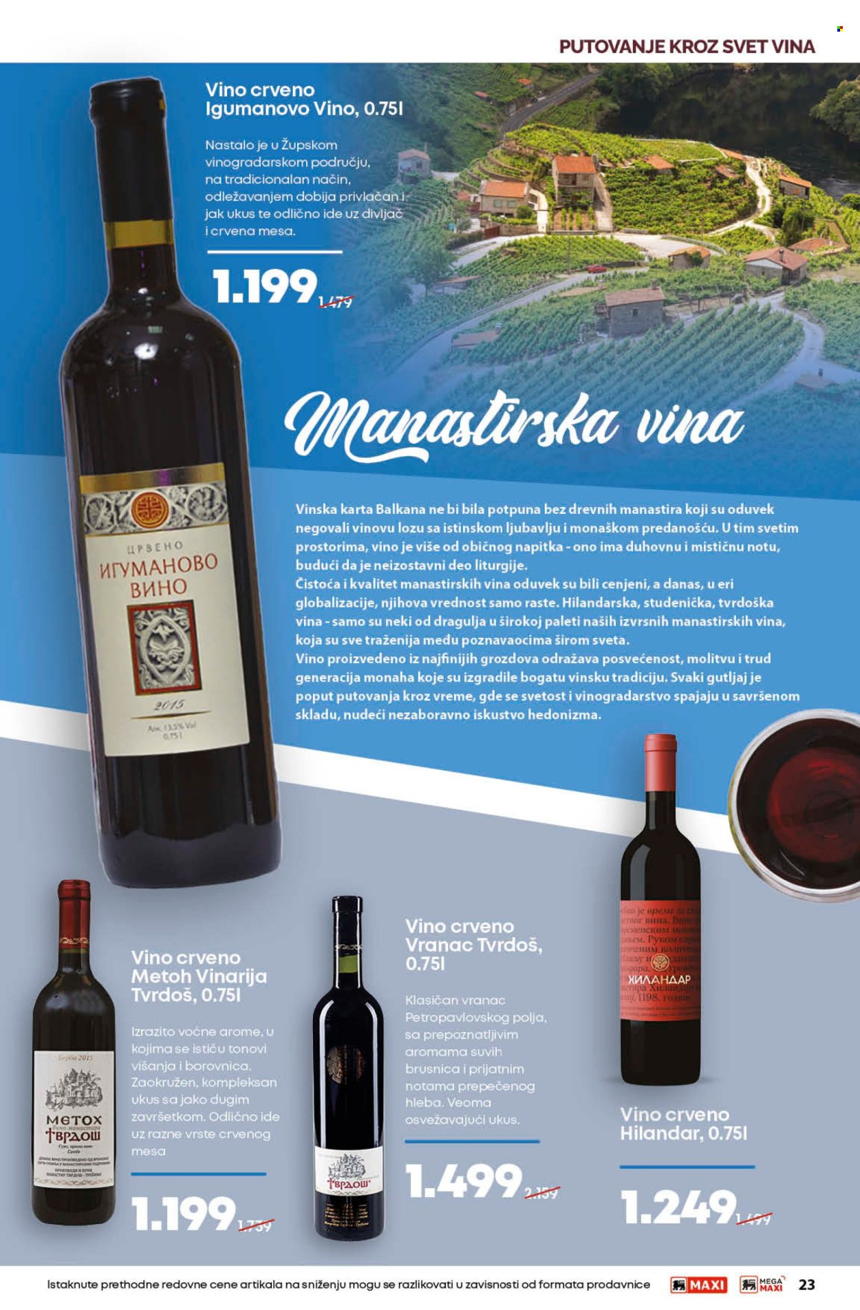thumbnail - Maxi katalog - 11.04.2024 - 08.05.2024 - Proizvodi na akciji - alkohol, crveno vino, vino, Vranac, Tvrdoš, hleb, brusnica. Stranica 23.