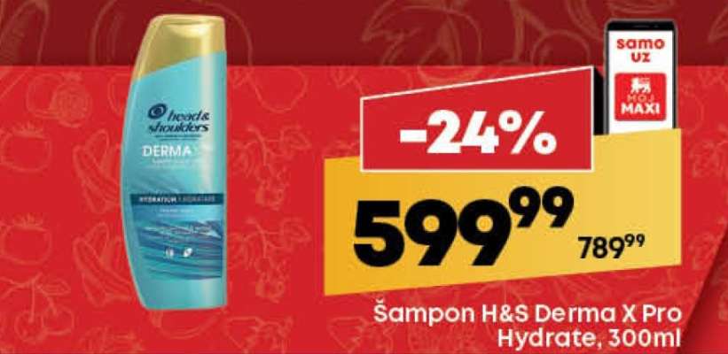 Šampon H&S Derma X Pro Hydrate, 300ml