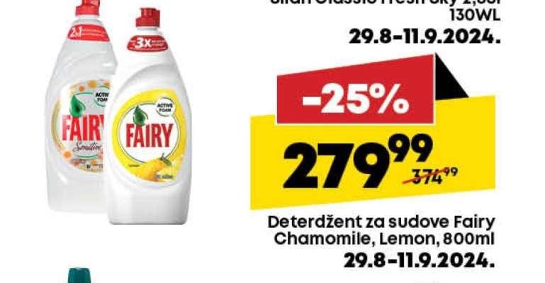 Deterdžent za sudove Fairy Chamomile, Lemon, 800ml