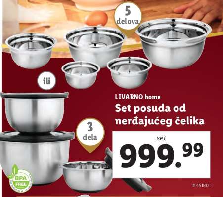 LIVARNO home Set posuda od nerđajućeg čelika