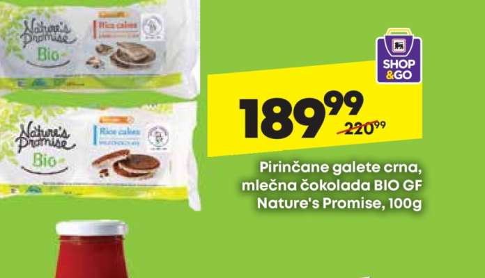 Pirinčane galete crna, mlečna čokolada BIO GF Nature's Promise, 100g