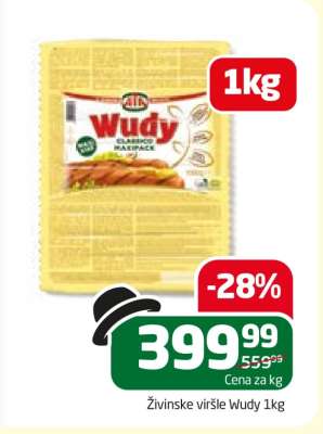 Živinske viršle Wudy 1kg