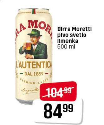 Birra Moretti pivo svetlo limenka