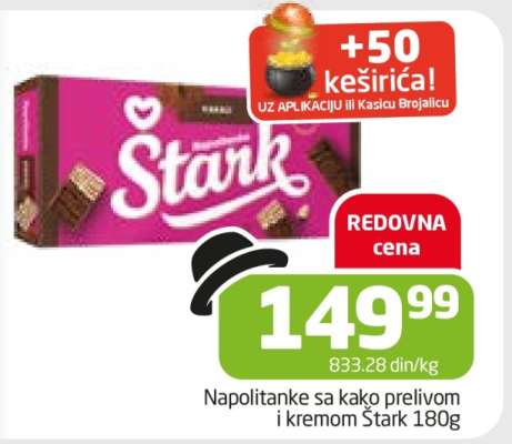 Napolitanke sa kakao prelivom i kremom Štark 180g