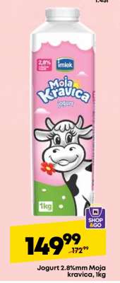 Jogurt 2.8%mm Moja kravica, 1kg