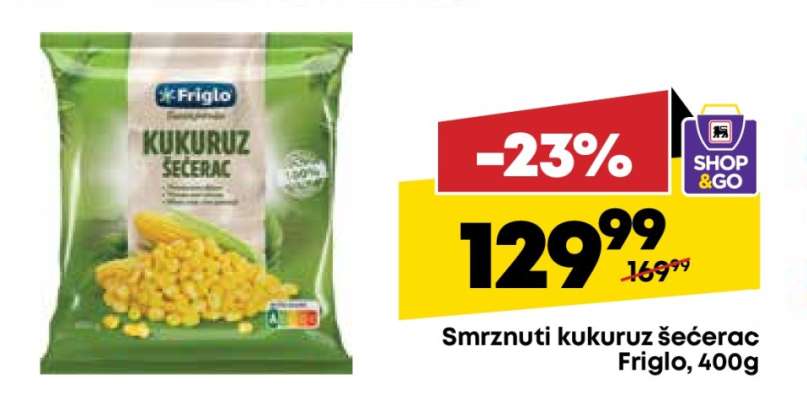 Smrznuti kukuruz šećerac Friglo, 400g