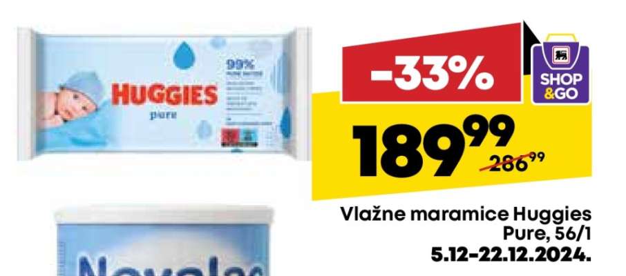 Vlažne maramice Huggies Pure, 56/1