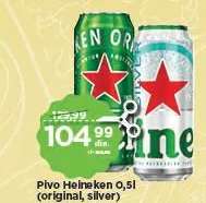 Pivo Heineken 0,5l (original, silver)