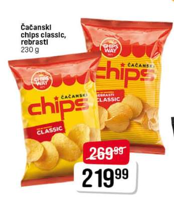 Čačanski chips classic, rebrasti