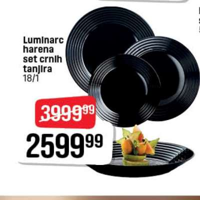 Luminarc harena set crnih tanjira