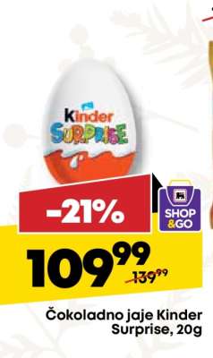 Čokoladno jaje Kinder Surprise, 20g