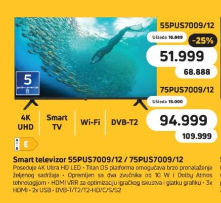 Smart televizor 55PUS7009/12 / 75PUS7009/12