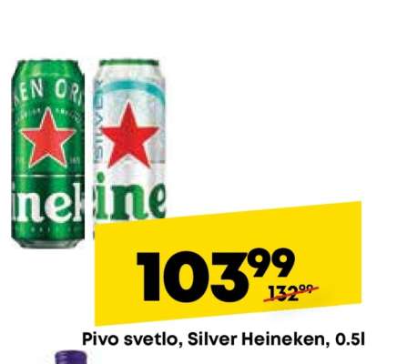 Pivo svetlo Silver Heineken 0.5l