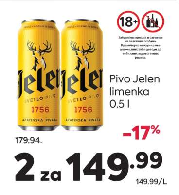 Pivo Jelen limenka 0.5 l