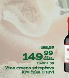Vino crveno zdrepčeva krv čoka 0.187l