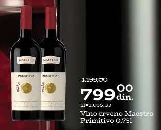 Vino crveno Maestro Primitivo 0.75l