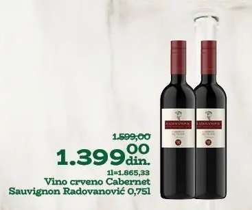 Vino crveno Cabernet Sauvignon Radovanović 0.75l