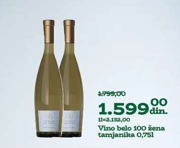 Vino belo 100 žena tamjanika 0,75l