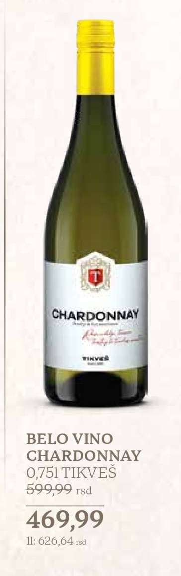 BELO VINO CHARDONNAY 0,75L TIKVEŠ