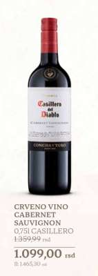 CRVENO VINO CABERNET SAUVIGNON 0,75l CASILLERO