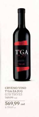 CRVENO VINO T'GA ZA JUG 0,75L TIKVES