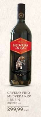 CRVENO VINO MEDVEĐA KRV 1L RUBIN