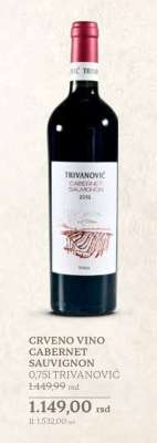 CRVENO VINO CABERNET SAUVIGNON 0,75l TRIVANOVIĆ