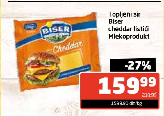 Topljeni sir Biser cheddar listići Mlekoprodukt