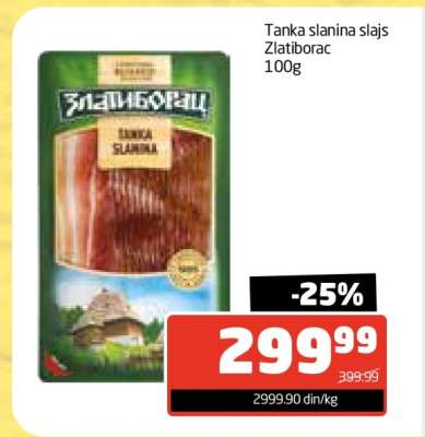 Tanka slanina slajs Zlatiborac 100g