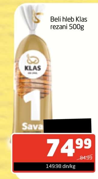 Beli hleb Klas rezani 500g