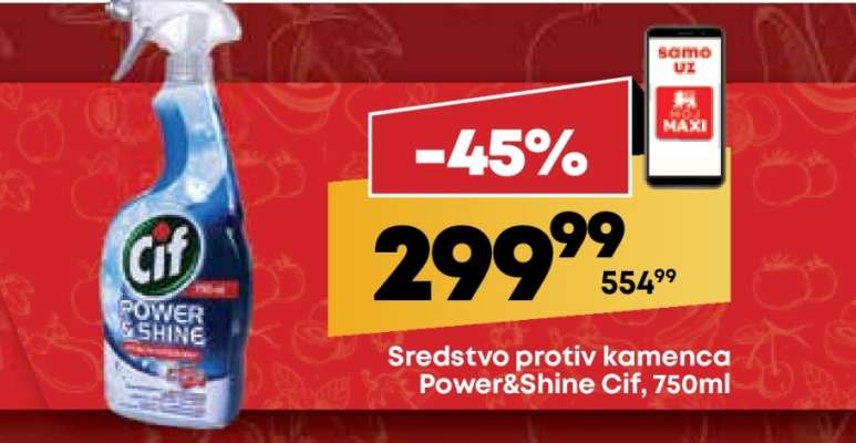 Sredstvo protiv kamenca Power&Shine Cif, 750ml
