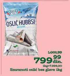 Smrznuti oslić bez glave 1kg