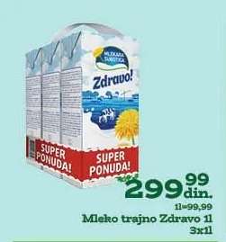 Mleko trajno Zdravo 1l 3x1l