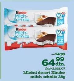 Mlečni desert Kinder milch schnite 28g