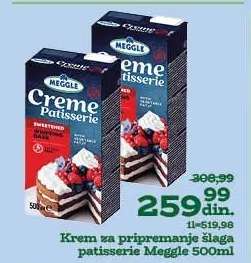 Krem za pripremanje šlaga patisserie Meggle 500ml