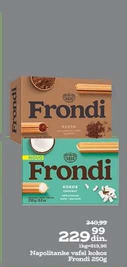 Napolitanke vafel kokos Frondi 250g
