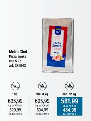 Metro Chef Pizza šunka, cca 5 kg,