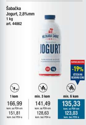Šabačka Jogurt, 2,8%mm