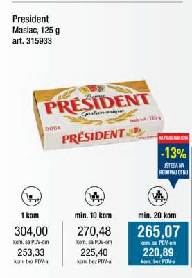 President maslac 125 g
