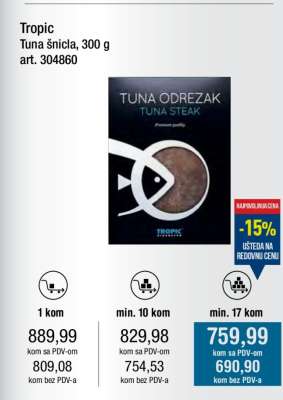 Tropic Tuna šnicla, 300 g