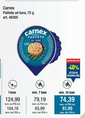 Carnex Pašteta od tune, 75 g