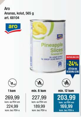 Aro Ananas, kolut, 565 g