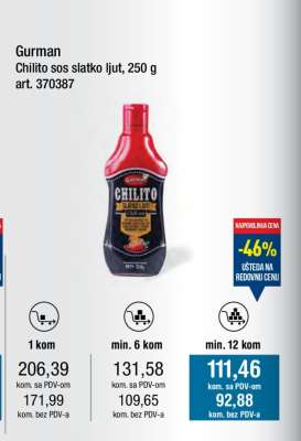 Gurman Chilito sos slatko ljut, 250 g