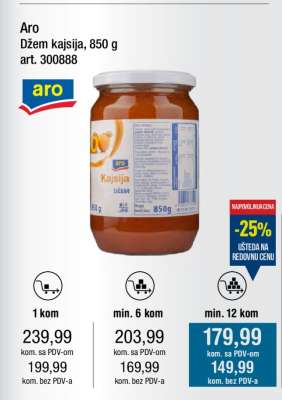 Aro Džem kajsija, 850 g